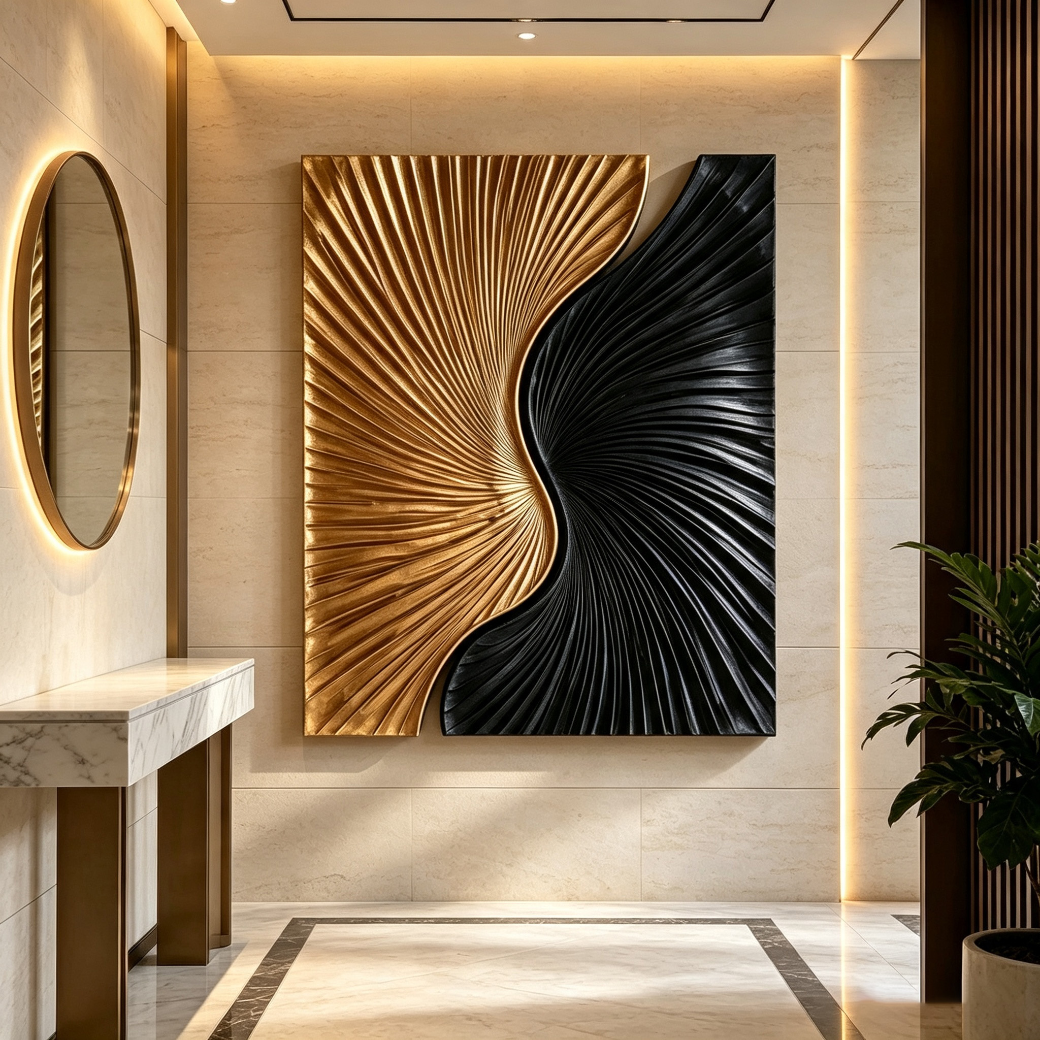 Black Gold Wood Wall Art, 3D Abstract Wood Sculpture, Organic Modern Textured Wall Decor, Luxury Statement Wall Art