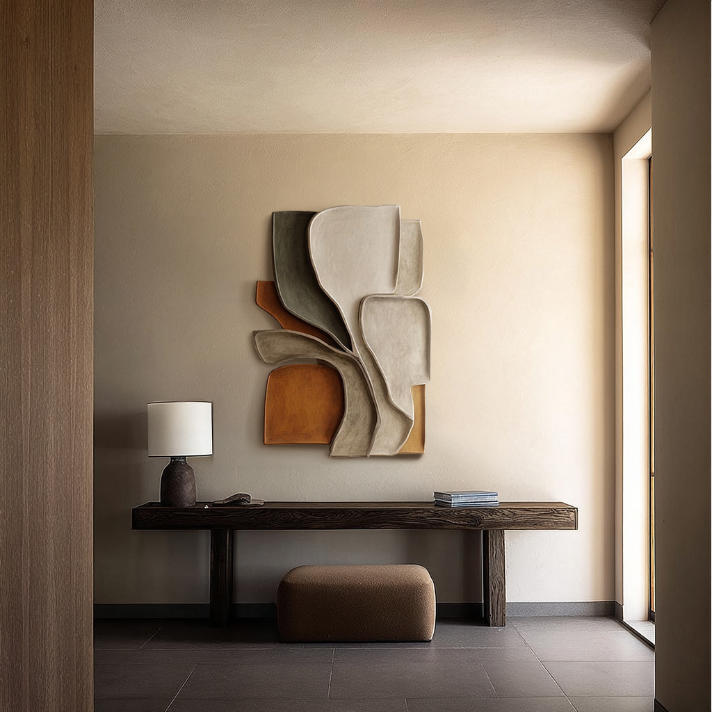 3D Wooden Wall Art: Large Layered Sculpture - Japandi Nordic Decor