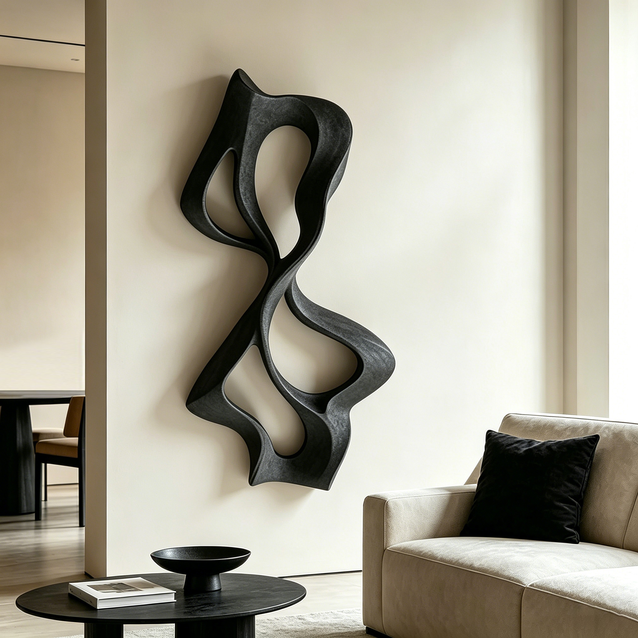 Abstract Wood Wall Sculpture, Modern Organic Wall Art, Handmade Wooden Sculpture, Minimalist Contemporary Decor