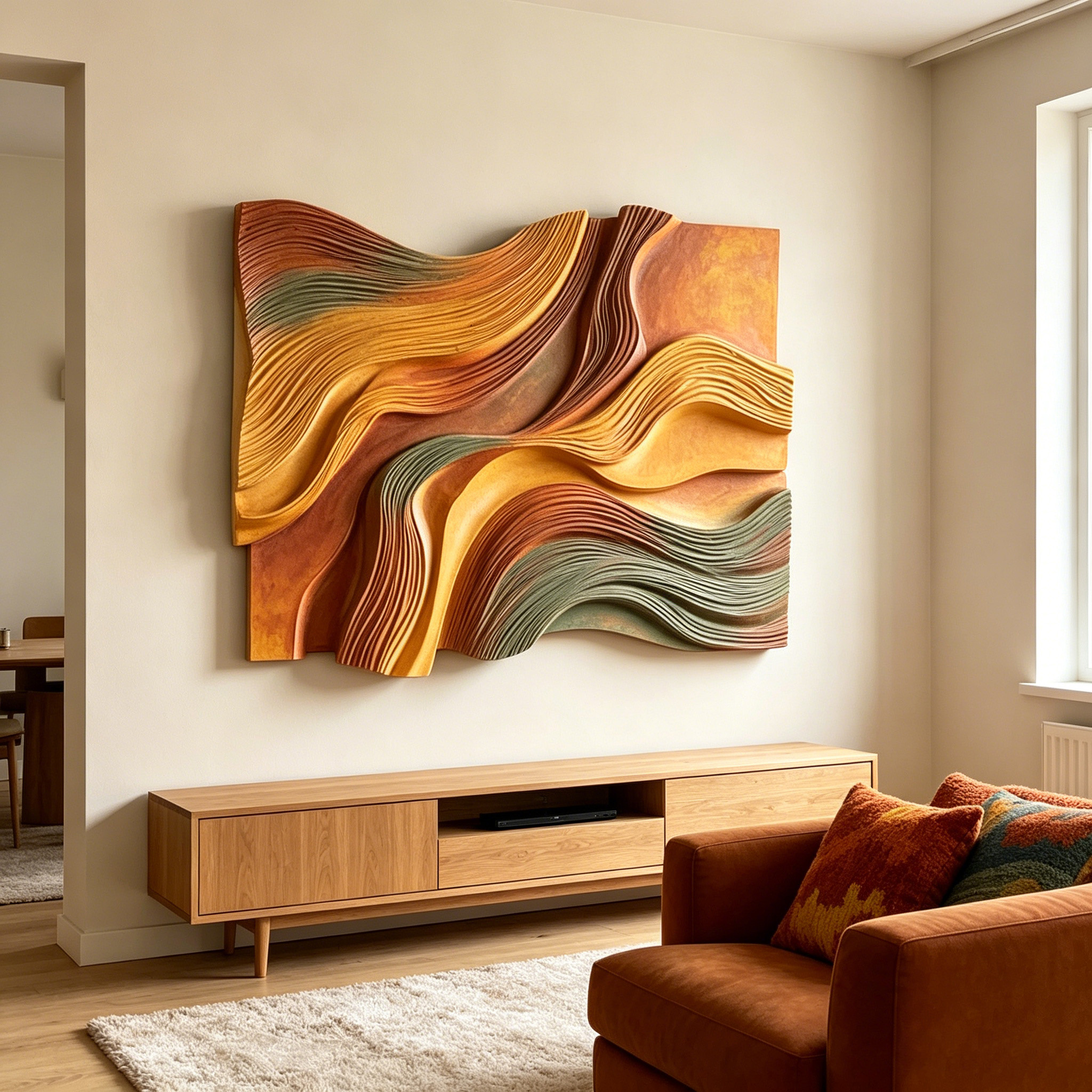 Layered Wood Wall Art, Parametric Wood Sculpture, Modern Organic Decor, Abstract Wooden Wall Hanging
