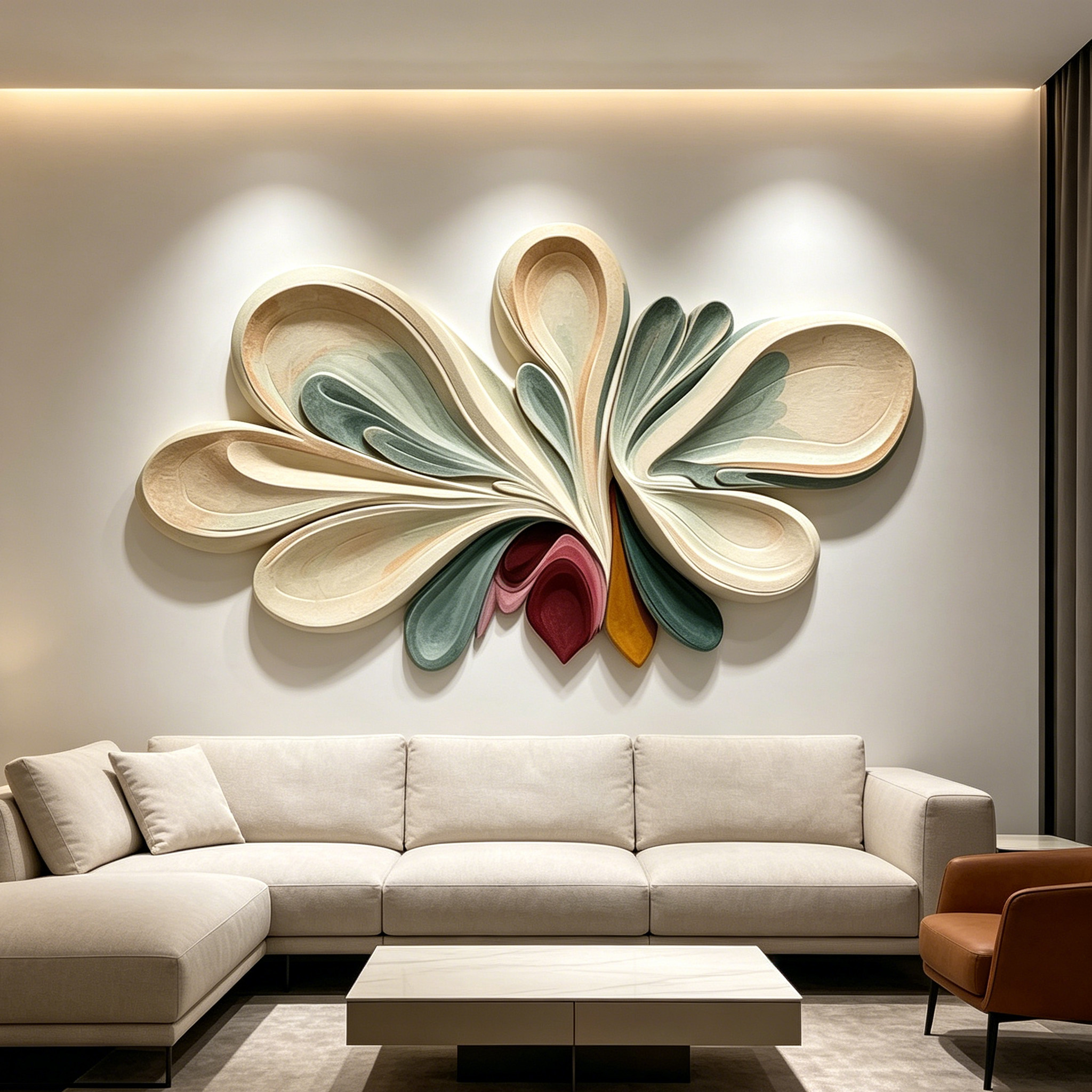 Pastel Abstract Wooden Wall Art, 3D Sculptural Wood Wall Decor, Textured Boho Wall Hanging, Large Statement Wall Art, Modern Home Decor