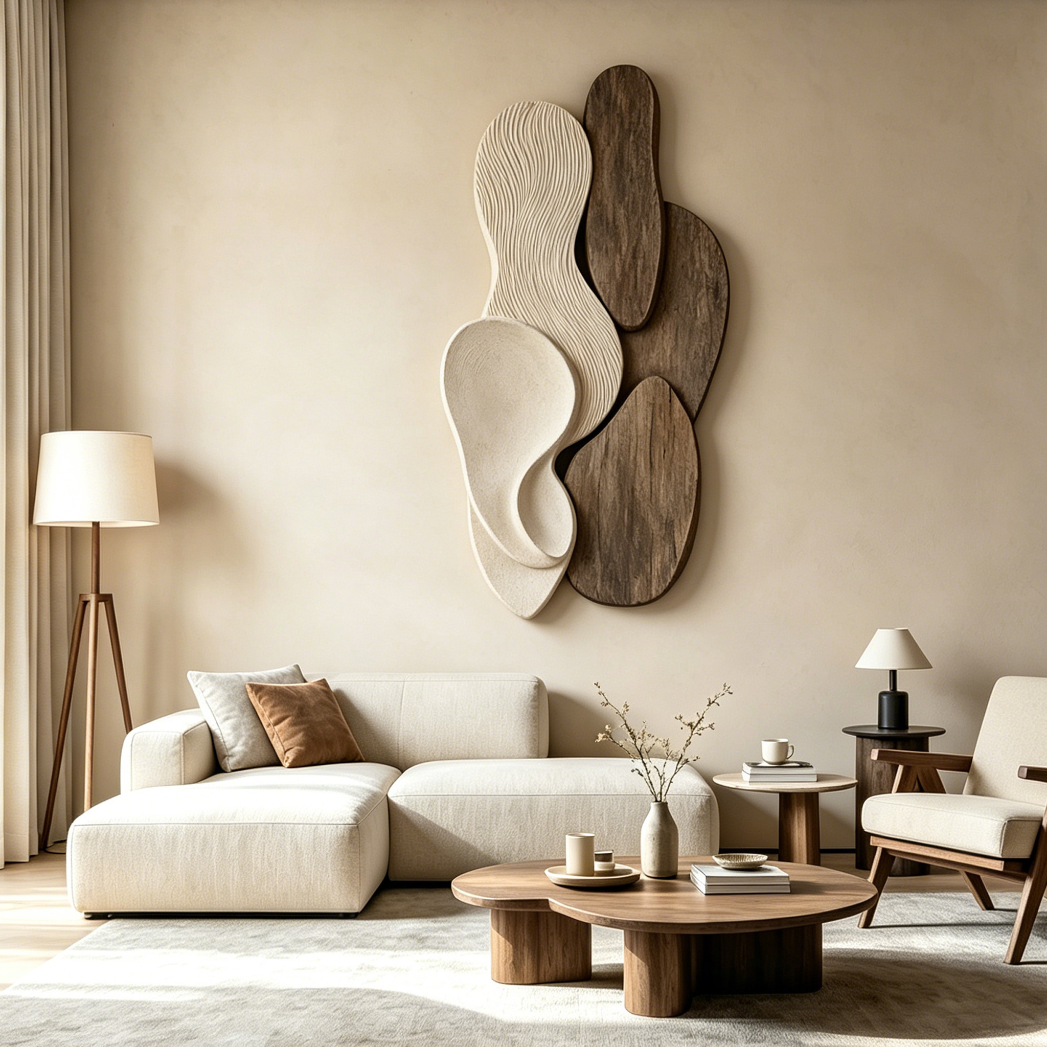 Organic Modern Wood Wall Art, Abstract Wood Sculpture, Japandi Wall Decor, Minimalist Wooden Relief Art, Contemporary Wall Hanging