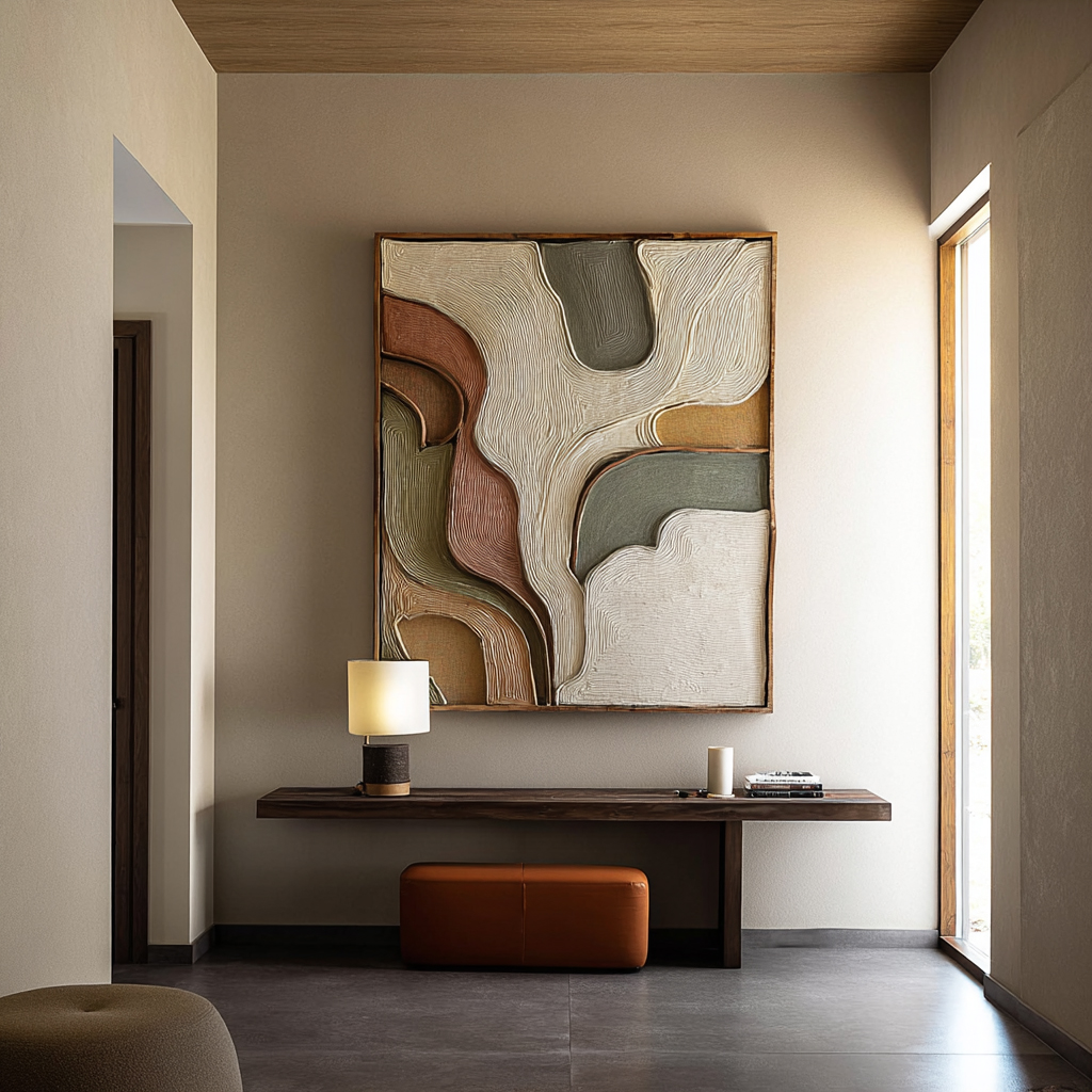 Hand Carved Wood Wall Art: Abstract Modern Sculpture, Neutral Tones