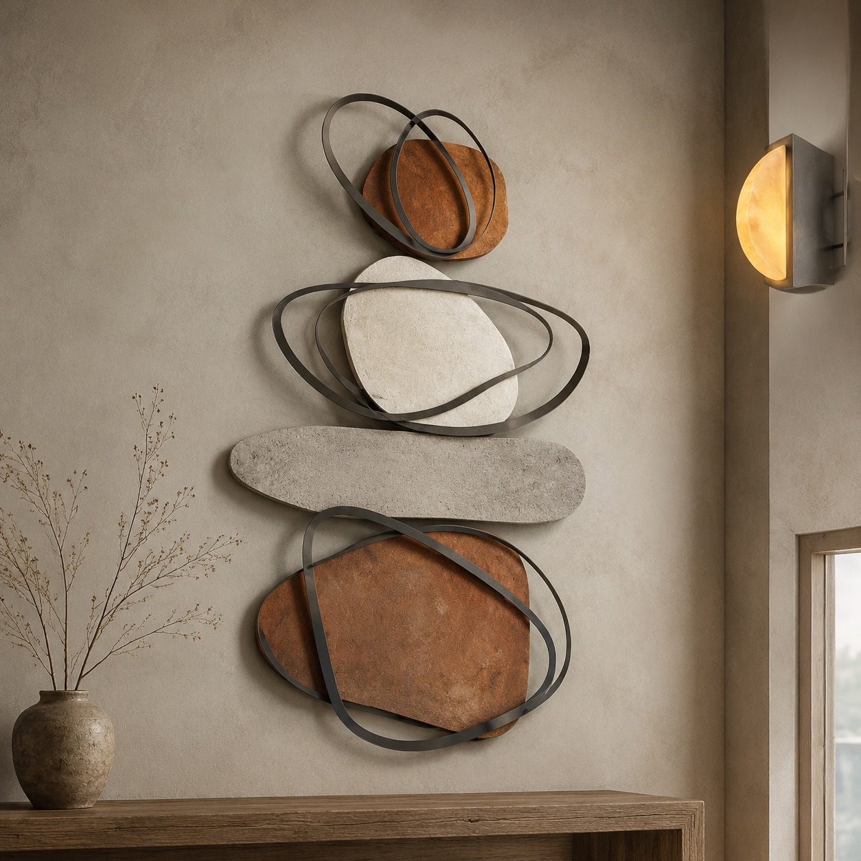 Large Abstract Wood Wall Art, Handmade Organic Wall Sculpture, Modern Japandi Wall Decor, Neutral Living Room Wooden Artwork