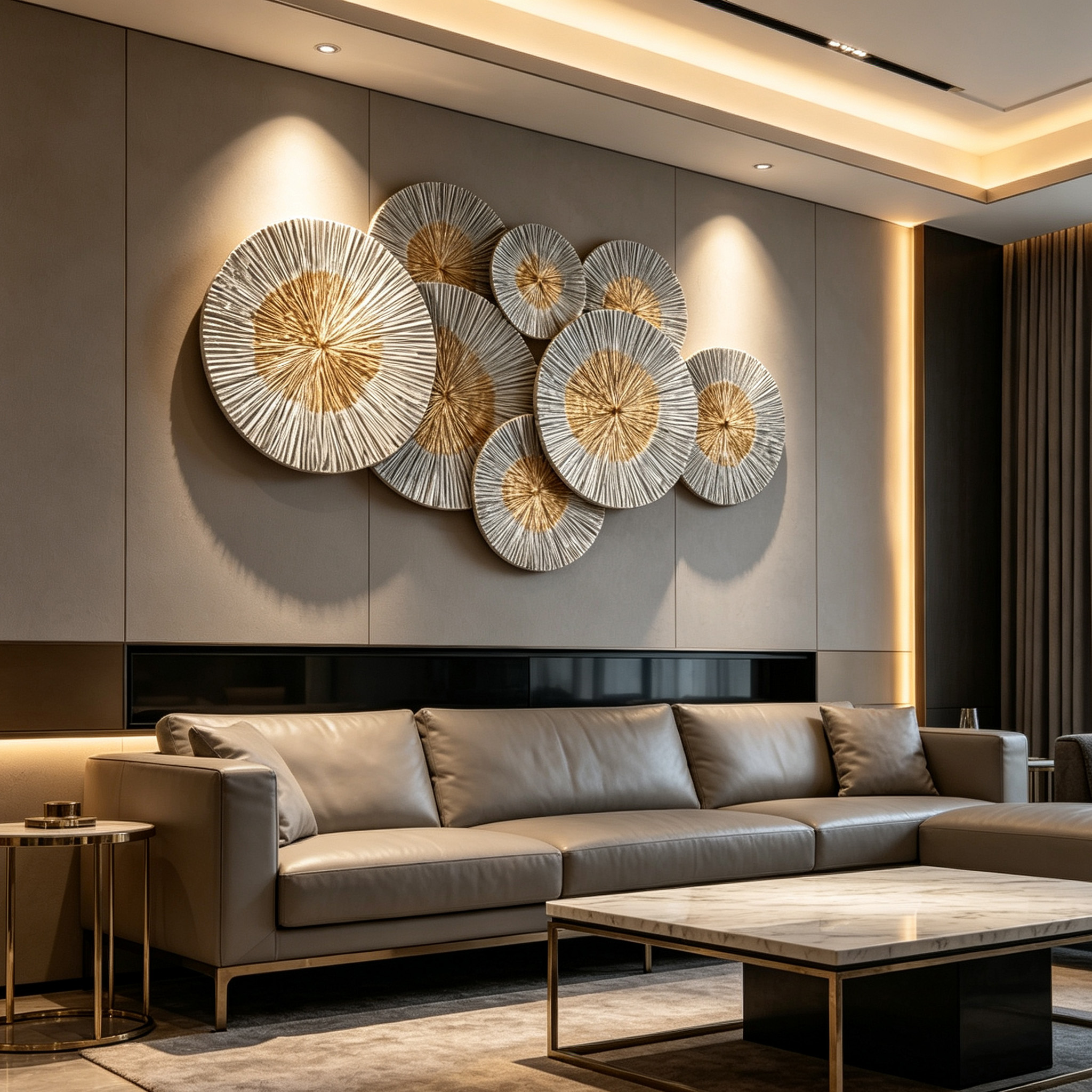 Large Modern Wood Wall Art, Hand Carved Abstract Wall Sculpture, Natural Wooden Circle Decor, Japandi Living Room Wall Hanging