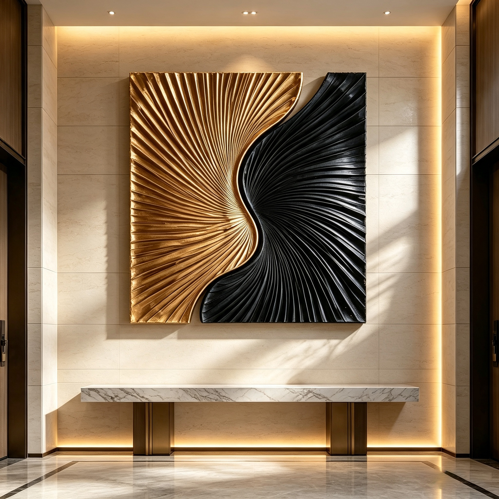 Black Gold Wood Wall Art, 3D Abstract Wood Sculpture, Organic Modern Textured Wall Decor, Luxury Statement Wall Art