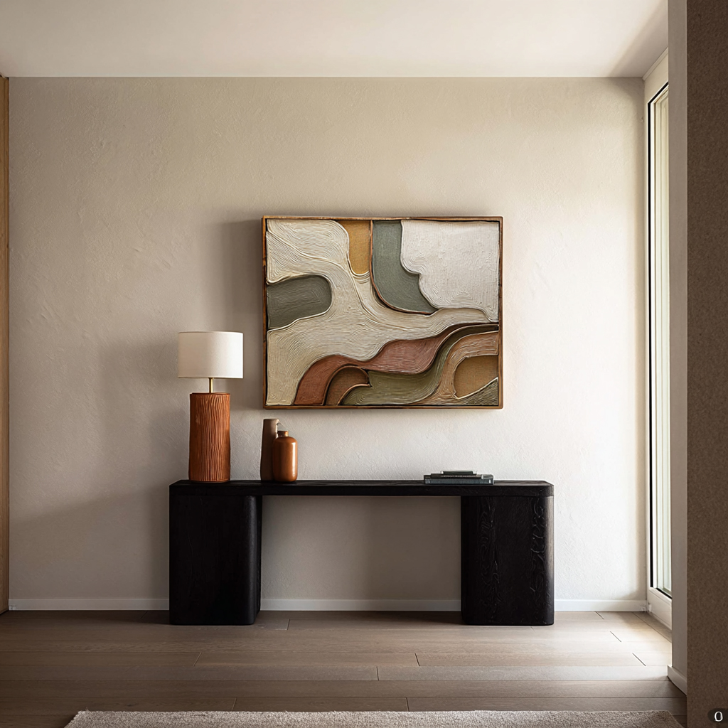 Hand Carved Wood Wall Art: Abstract Modern Sculpture, Neutral Tones