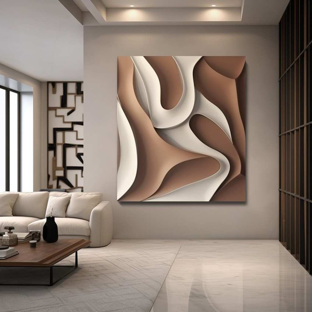 Striped Wave-Shaped 3D Wooden Wall Art – Bold Color Contrast Modern Sculpture | Abstract Textured Wall Panel for Living Room or Office Decor