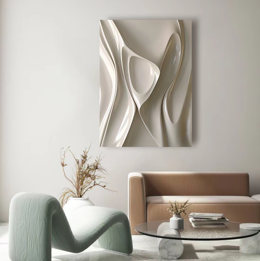 smooth textured wall art-abstract sculptured home decor-wood carving