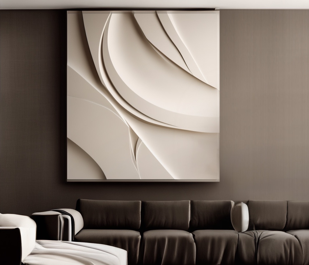 Large beige sculpture wall art- modern minimalist home decor- decorative board
