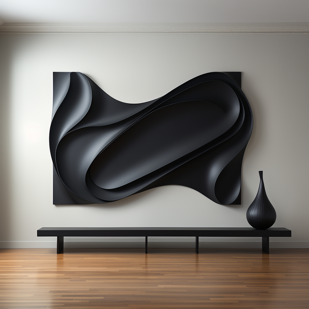 Dark sculpture wall art- geometric abstract decoration- wood carving