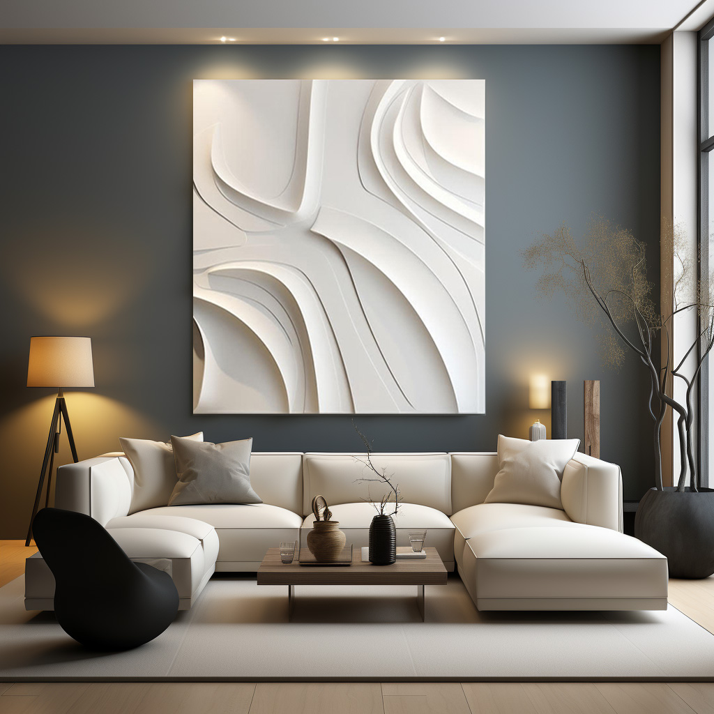 Large pure white sculpture wall art- wood carving