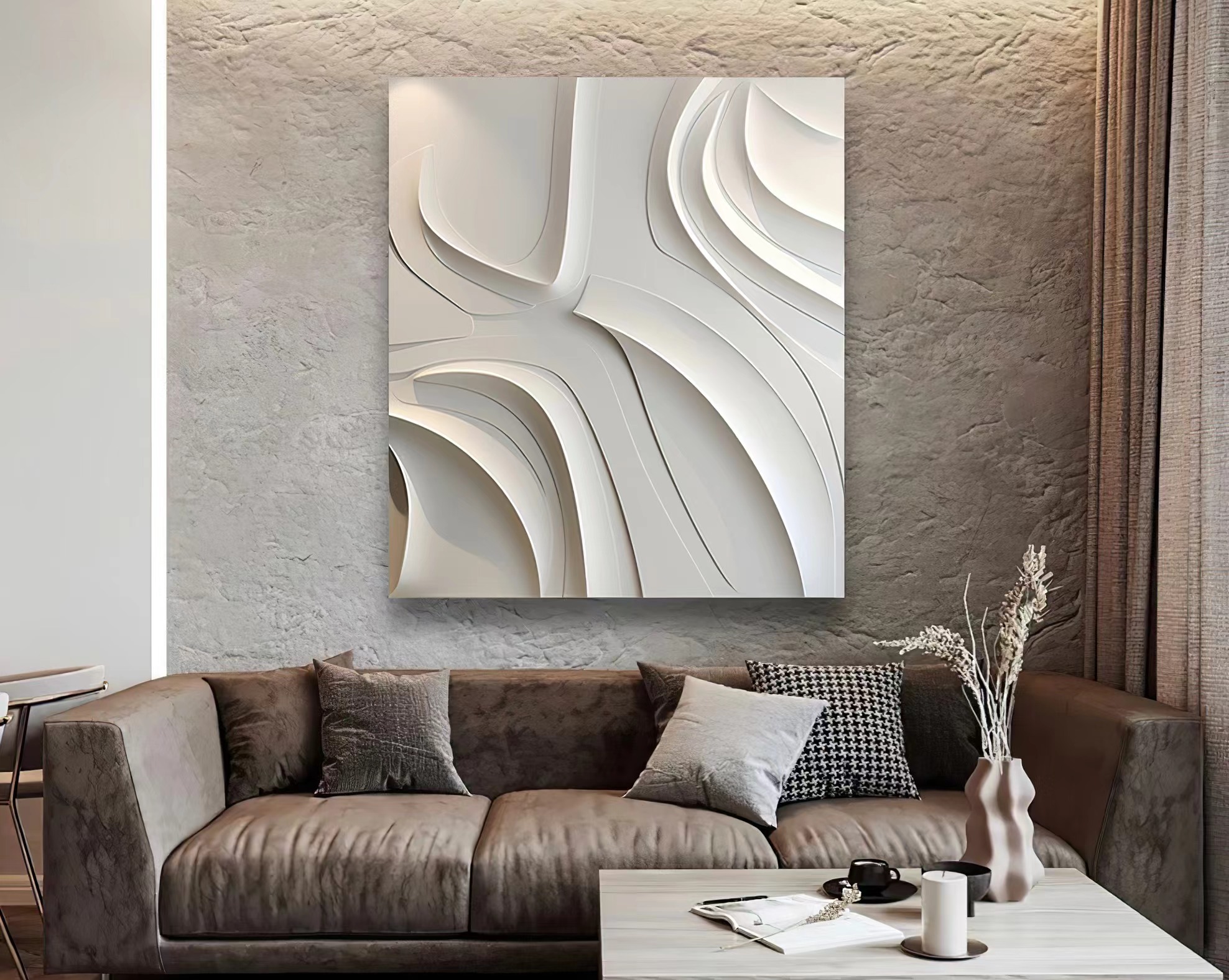 Large pure white sculpture wall art- wood carving