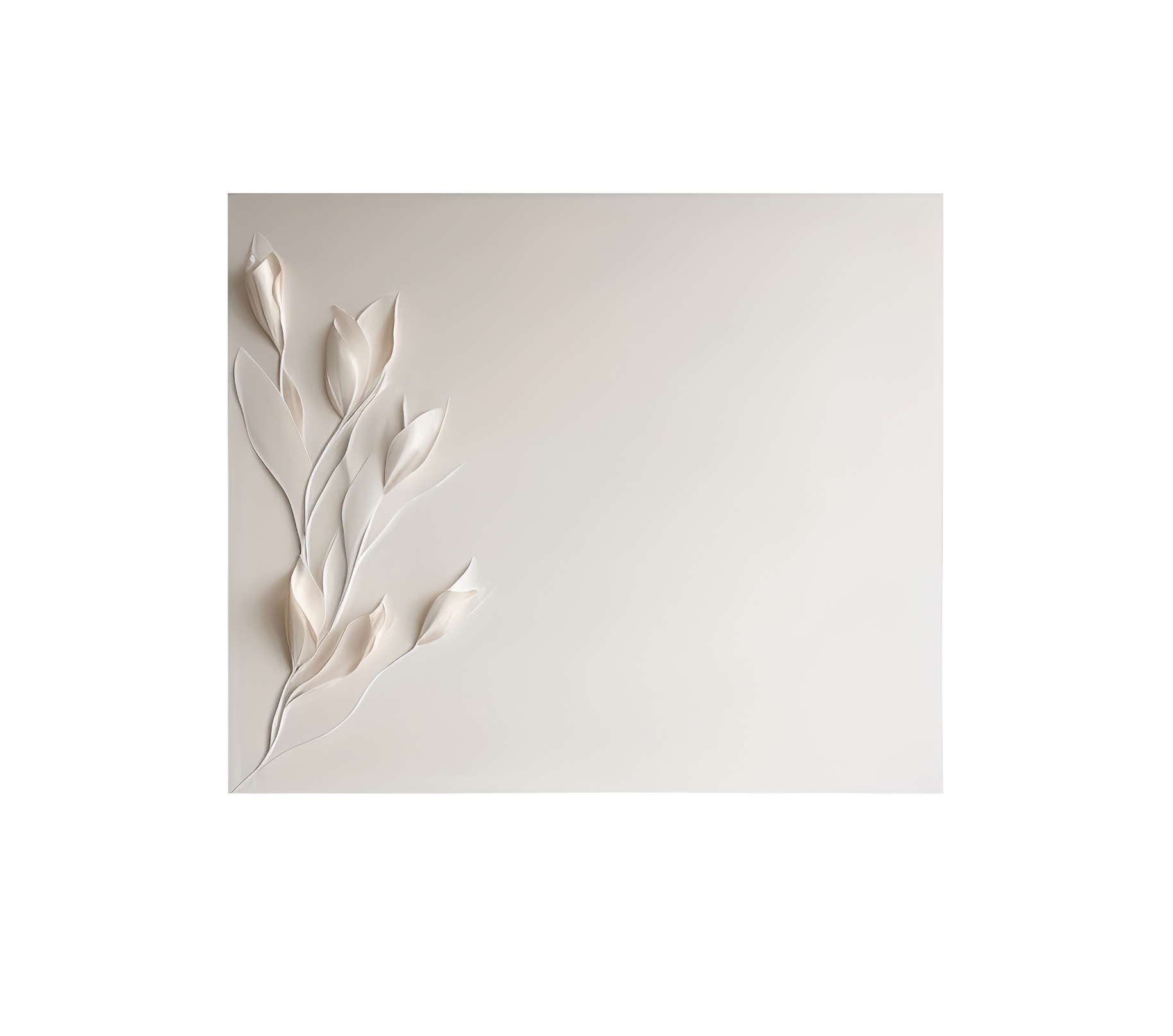 minimalist white wall art- a bouquet of flowers- wood carving