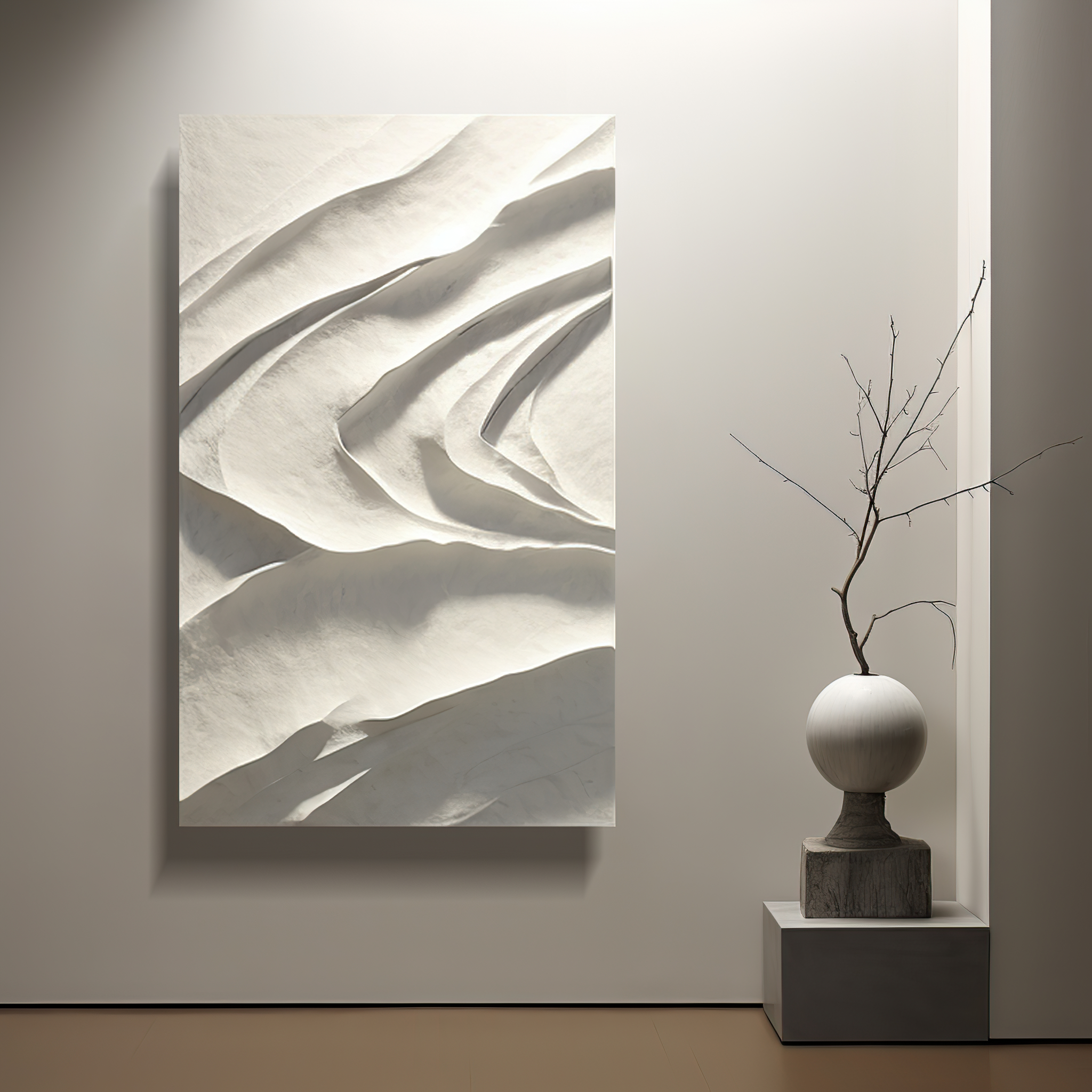 modern style wave wall art- minimalist- wood carving