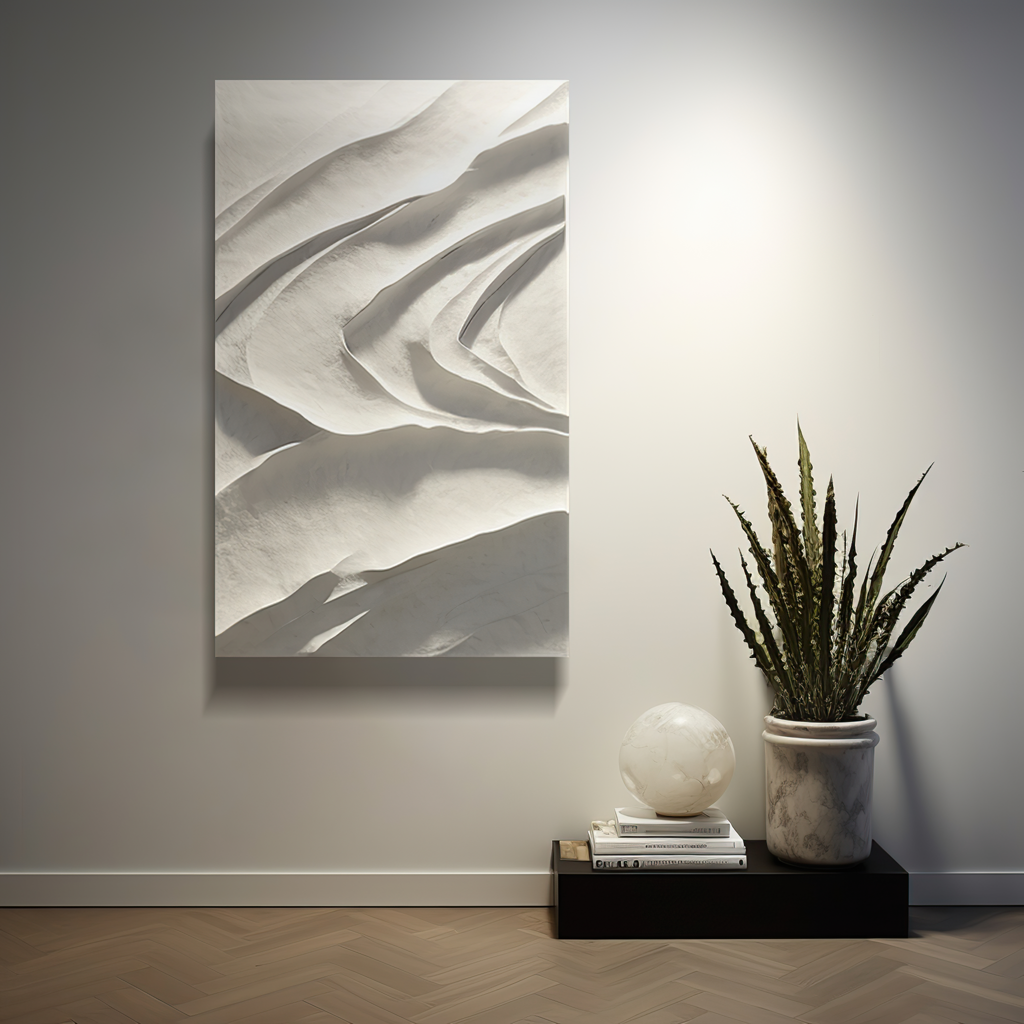 modern style wave wall art- minimalist- wood carving