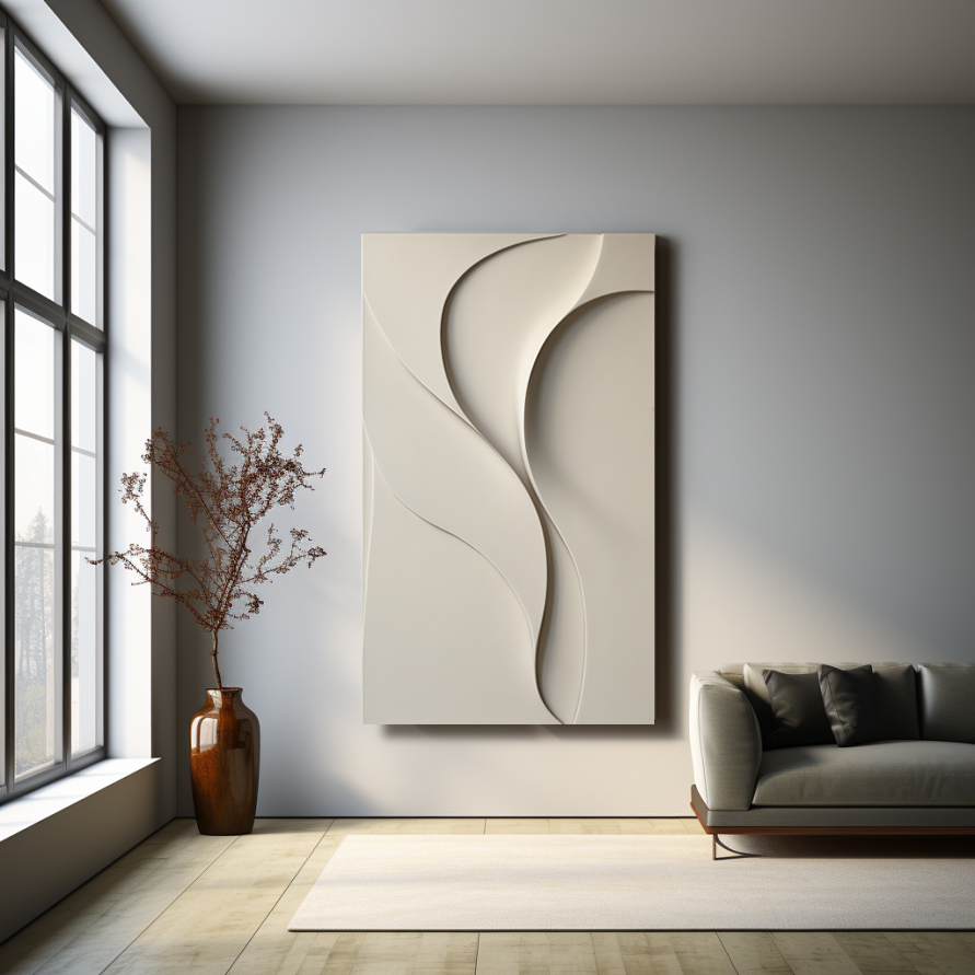 black & white irregular textured wall art- canvas&leather