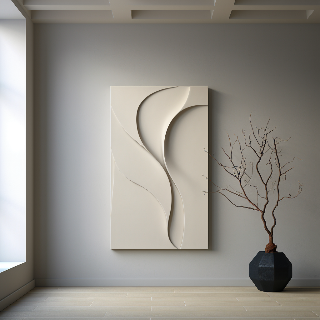 black & white irregular textured wall art- canvas&leather