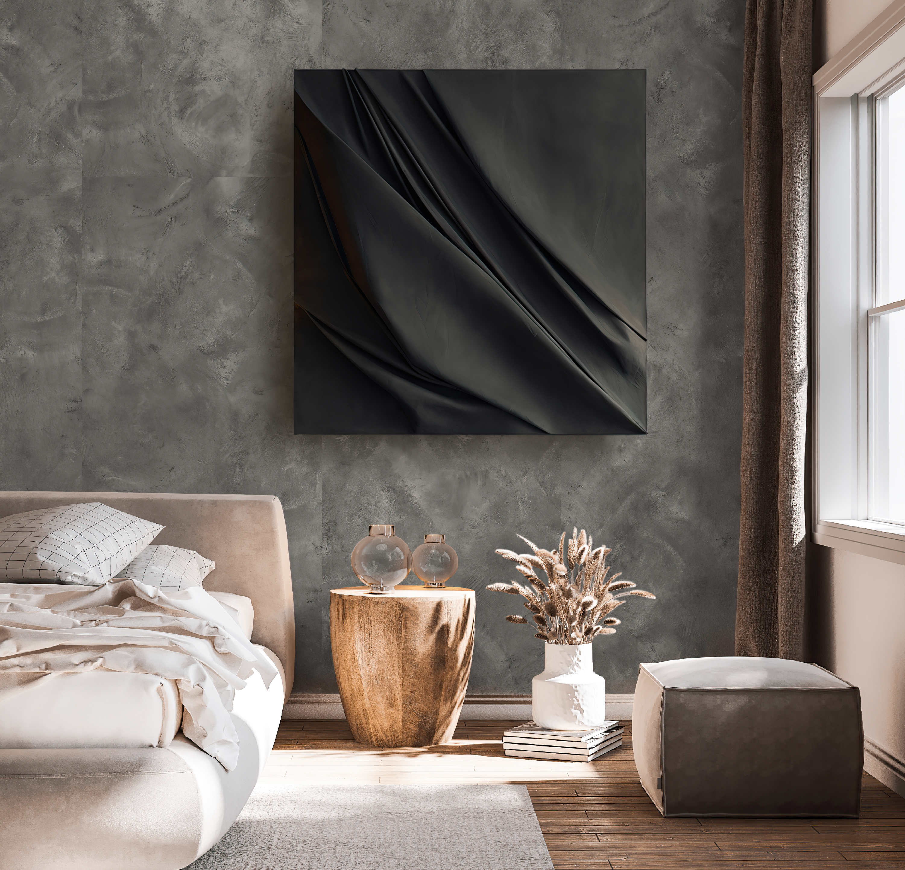 dark canvas wall art- minimalist-canvas&leather