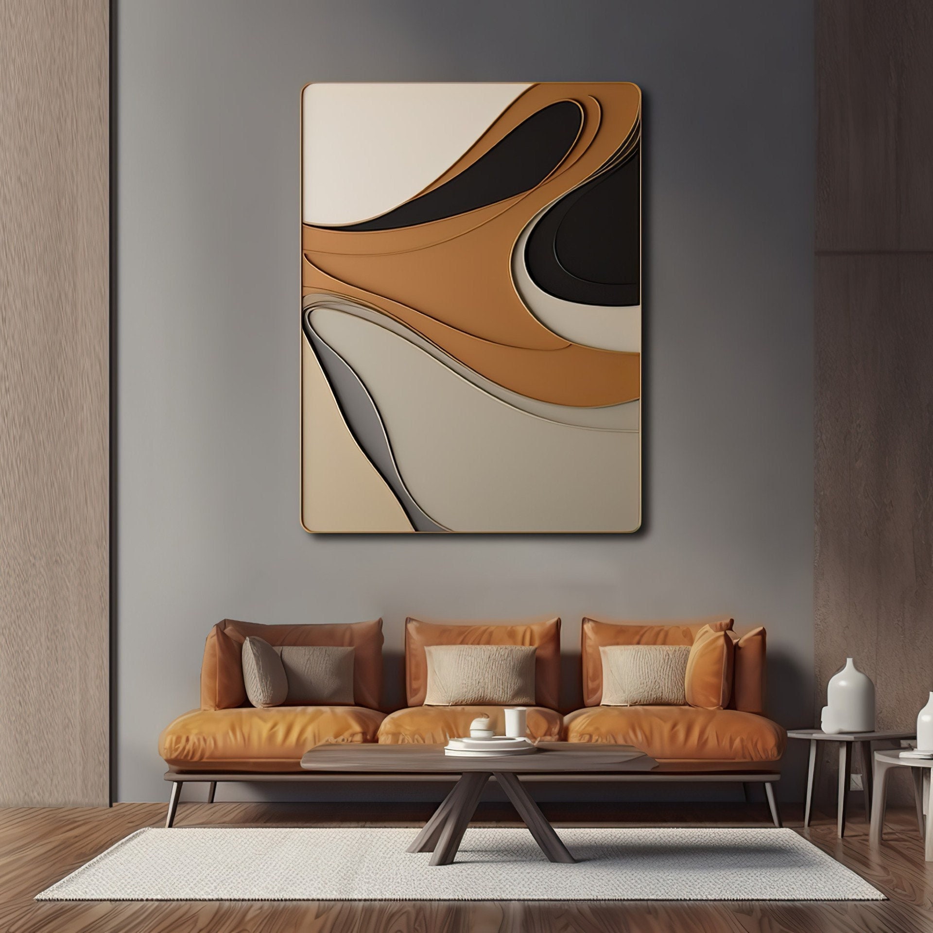 3D Multi-Striped Wave Wall Art – Abstract Modern Wood Wall Hanging | Handmade Textured Panel for Living Room or Office Decor