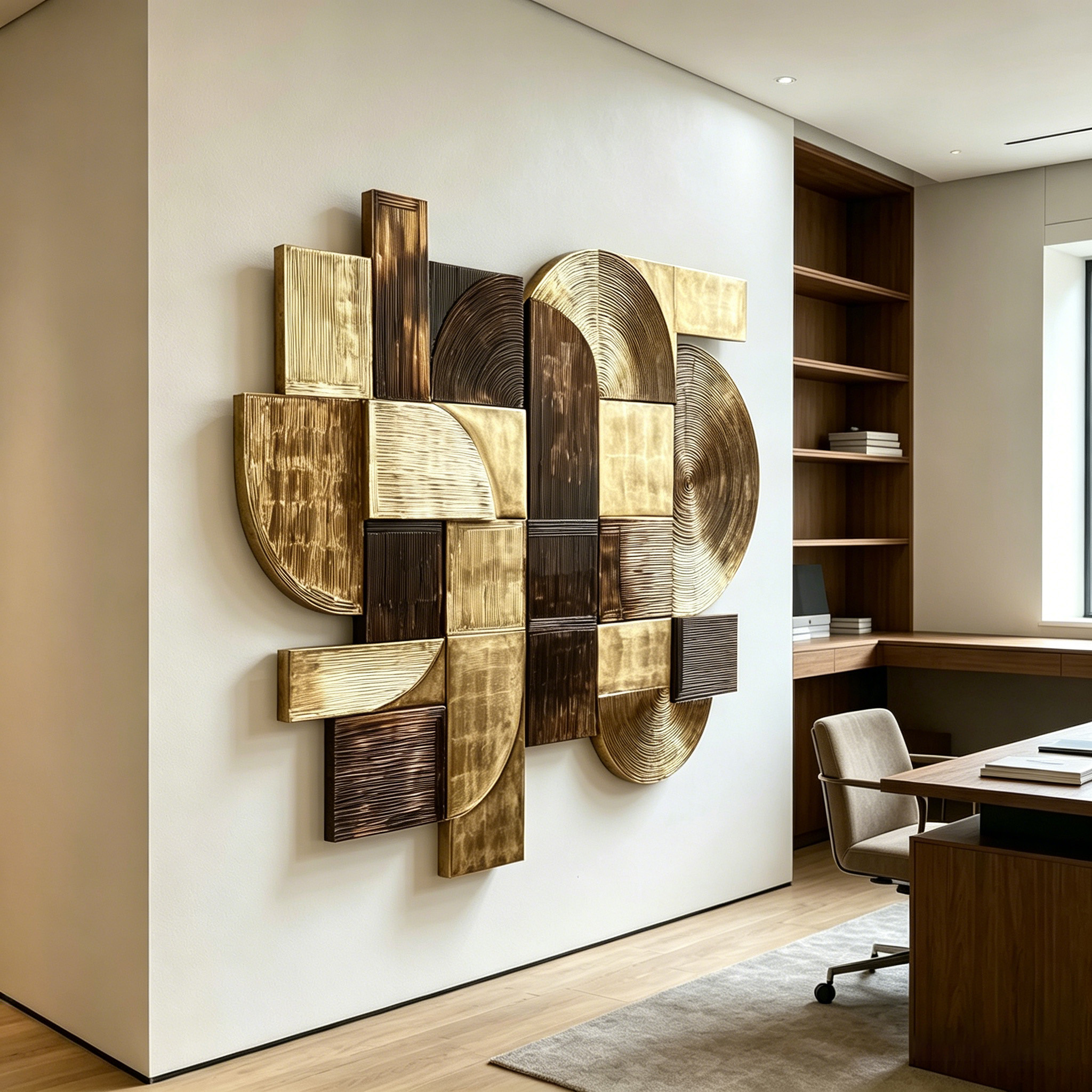 Large Wood Wall Art, Geometric Wooden Wall Sculpture, Abstract 3D Wall Decor, Handmade Textured Wood Art, Modern Minimalist Wall Hanging