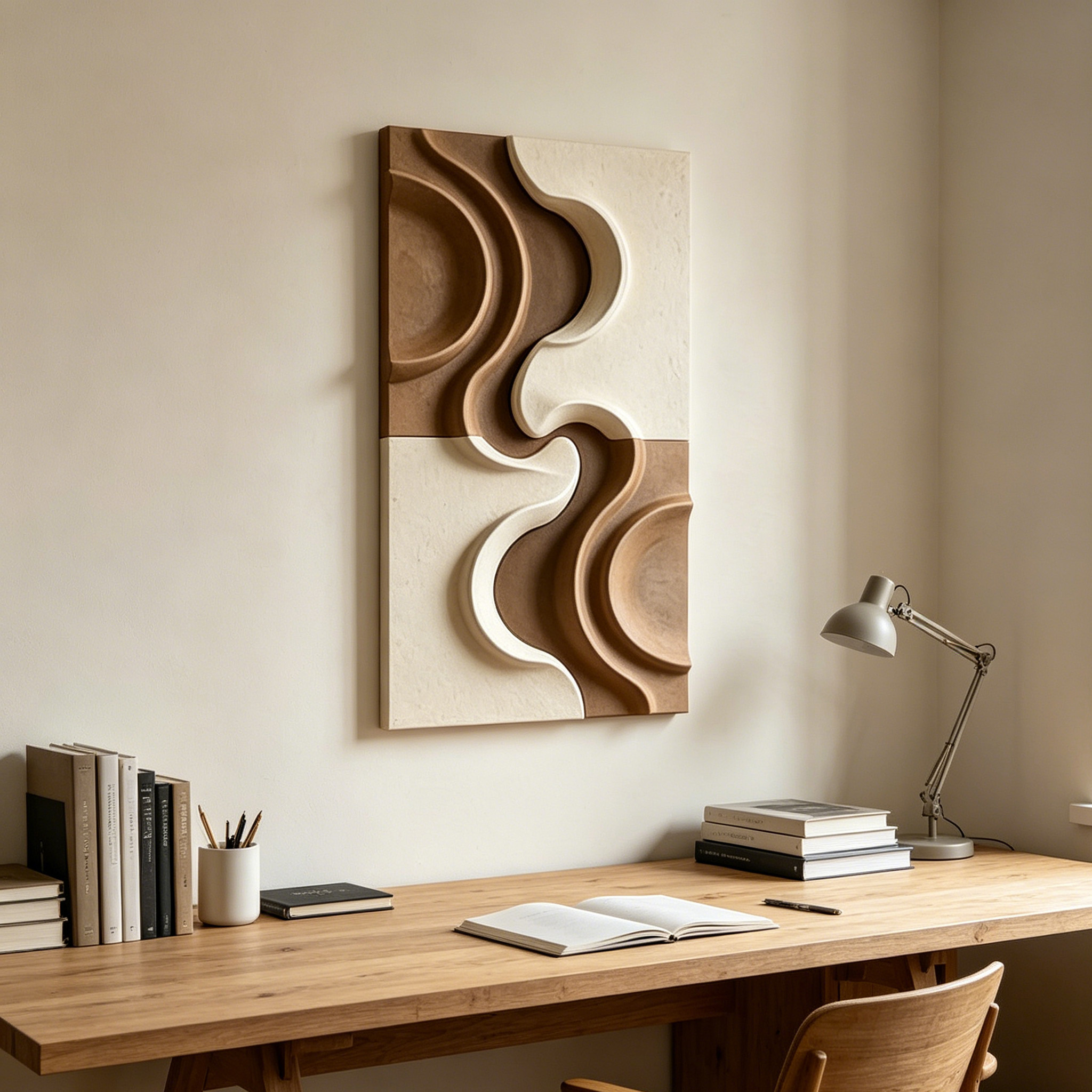 Abstract Wood Wall Art, Modern Organic Sculpture, Neutral Beige Wall Decor, Japandi Wooden Wall Hanging