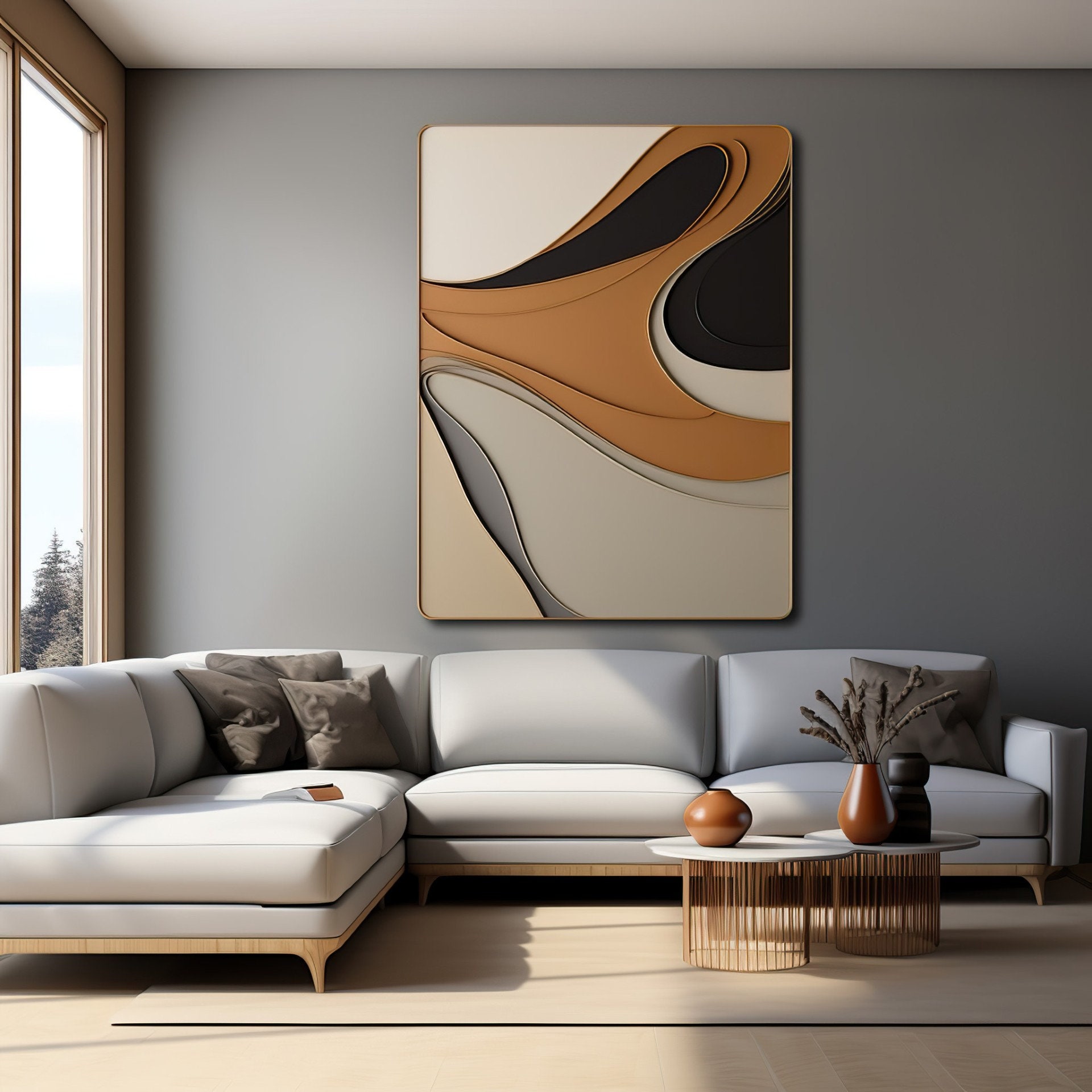 3D Multi-Striped Wave Wall Art – Abstract Modern Wood Wall Hanging | Handmade Textured Panel for Living Room or Office Decor