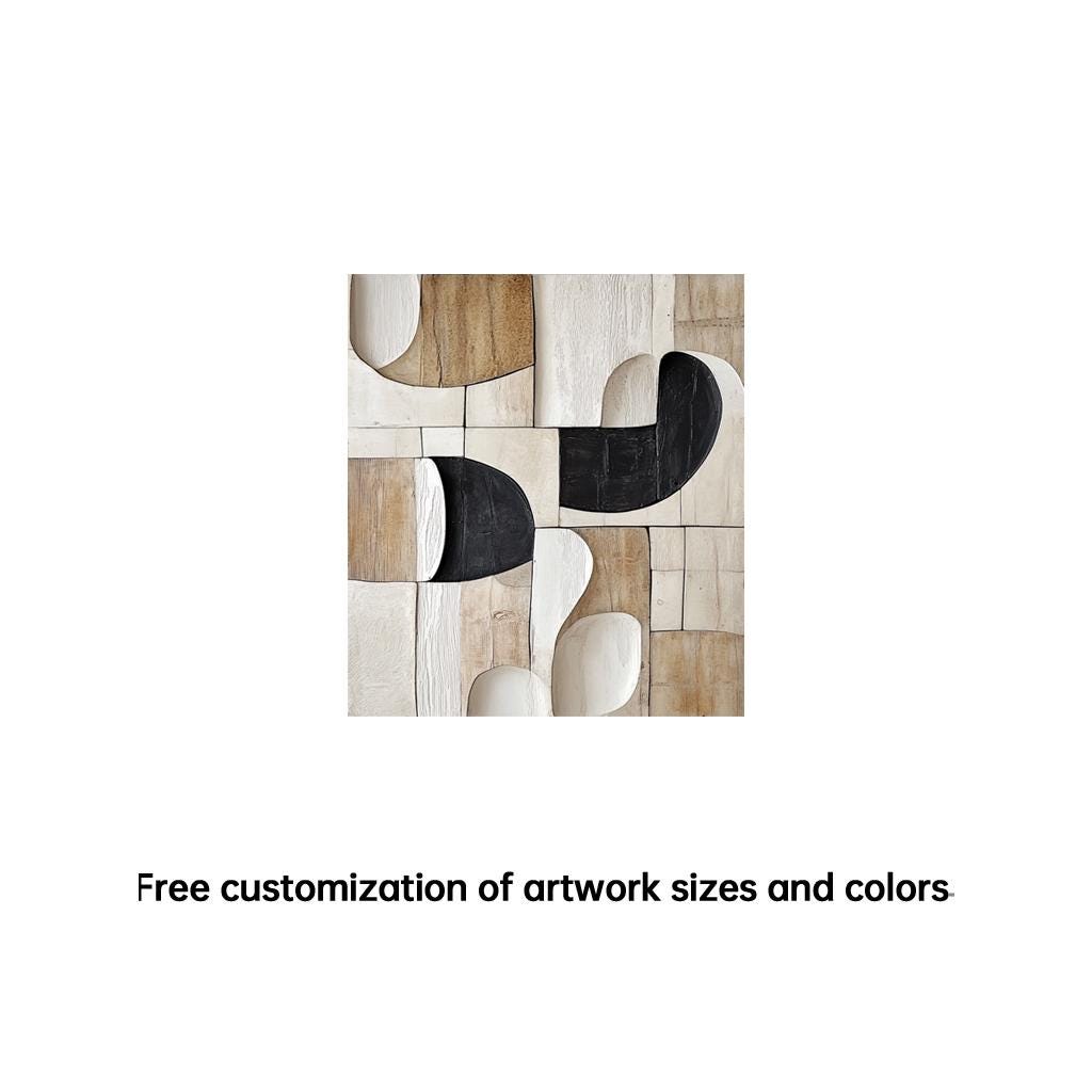 Beige and Black textured sculpture home decor-3D Wood Wall Art- modern wall art-Minimalist Wall Hanging Home Décor