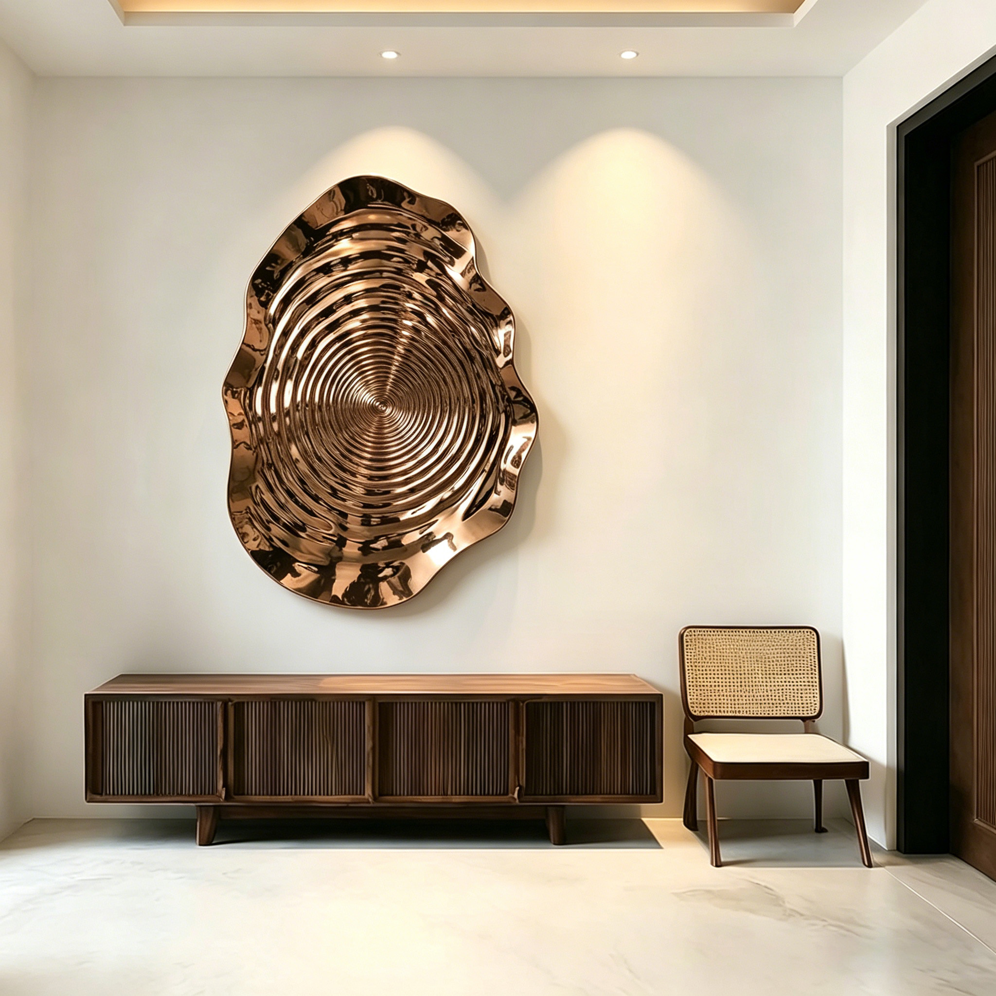 Large Metal Wall Art Sculpture, Modern Abstract Wall Decor, Bronze Metallic Wall Hanging, Contemporary Luxury Statement Art