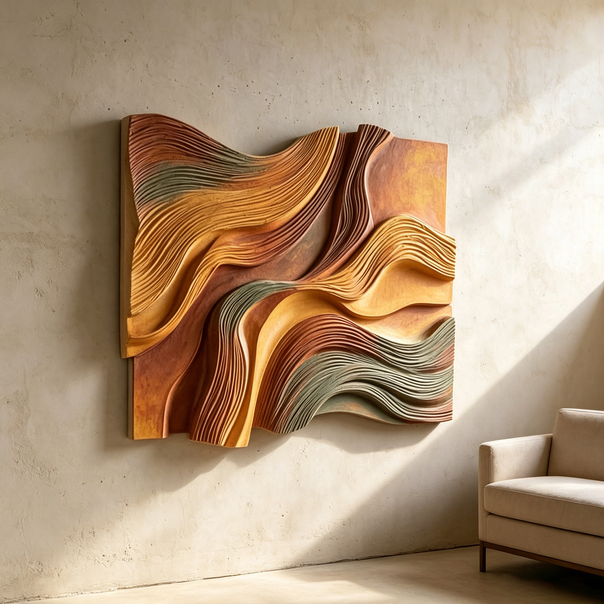 Layered Wood Wall Art, Parametric Wood Sculpture, Modern Organic Decor, Abstract Wooden Wall Hanging