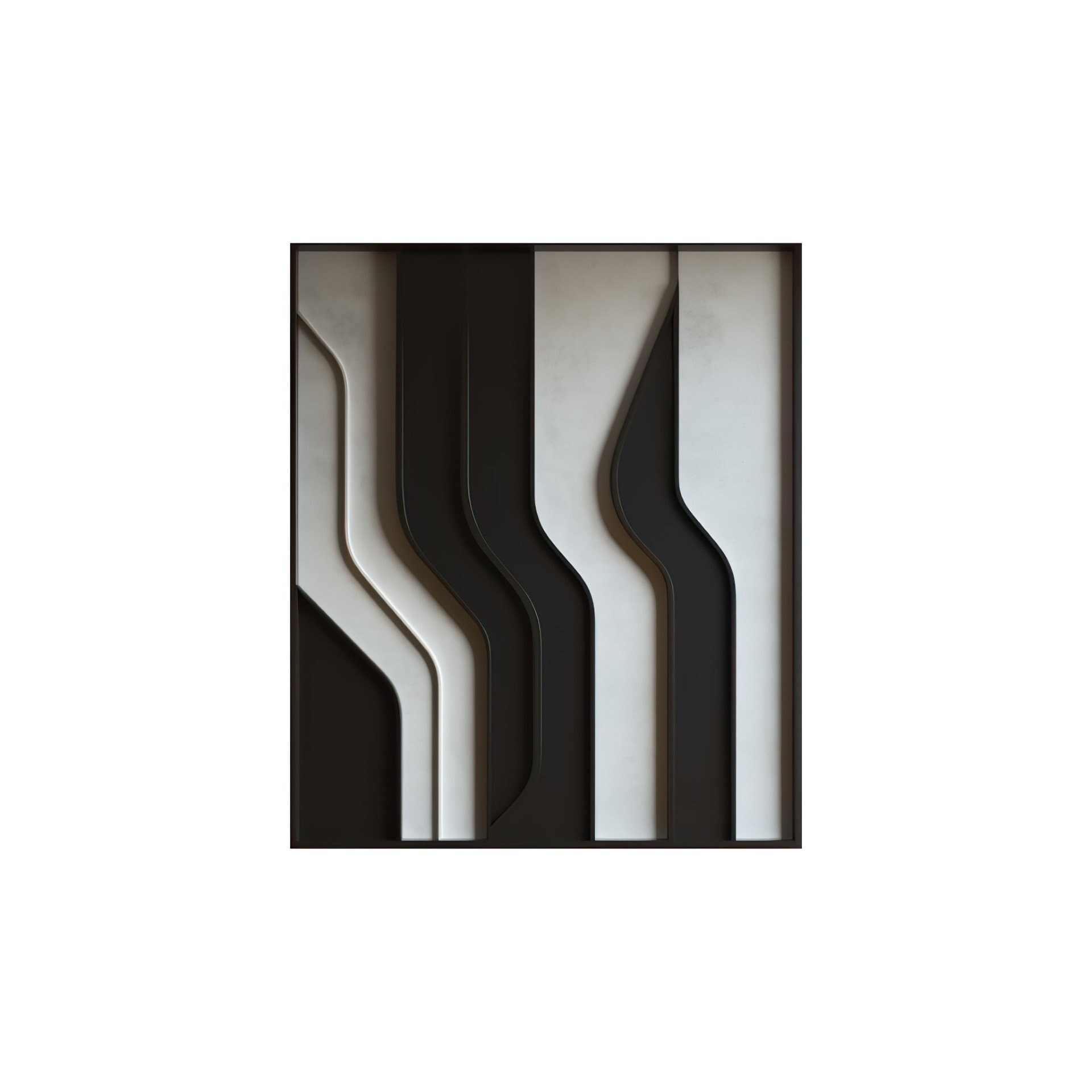 Black and White Minimalist Wall Art Panel – Modern Abstract Home Decor | Monochrome Sculptural Hanging for Living Room or Office