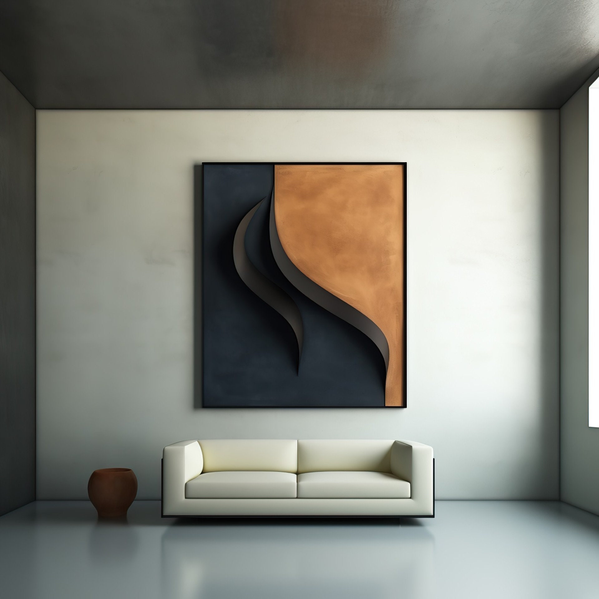 Wave shaped,Wooden art with distinct contrasting colors - Wall Hanging - 3D Vision - modern