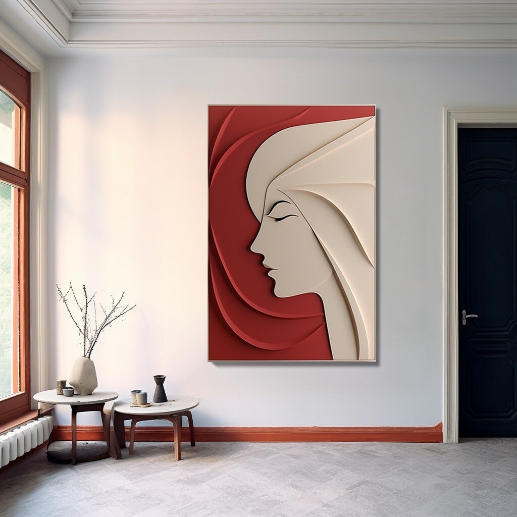 Minimalist craftsmanship, character model, wavy shape, wooden background wall -3D vision