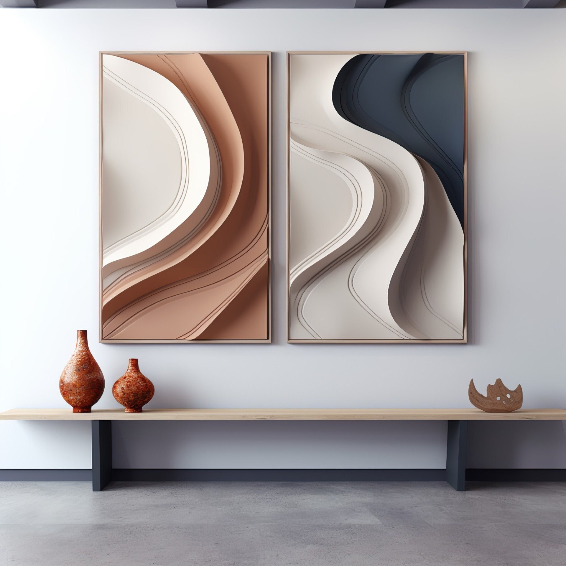 Wave Shaped 3D Wall Art – Vibrant Abstract Wooden Sculpture | Textured Modern Home Decor | Bold Color Contrast & Geometric Patterns