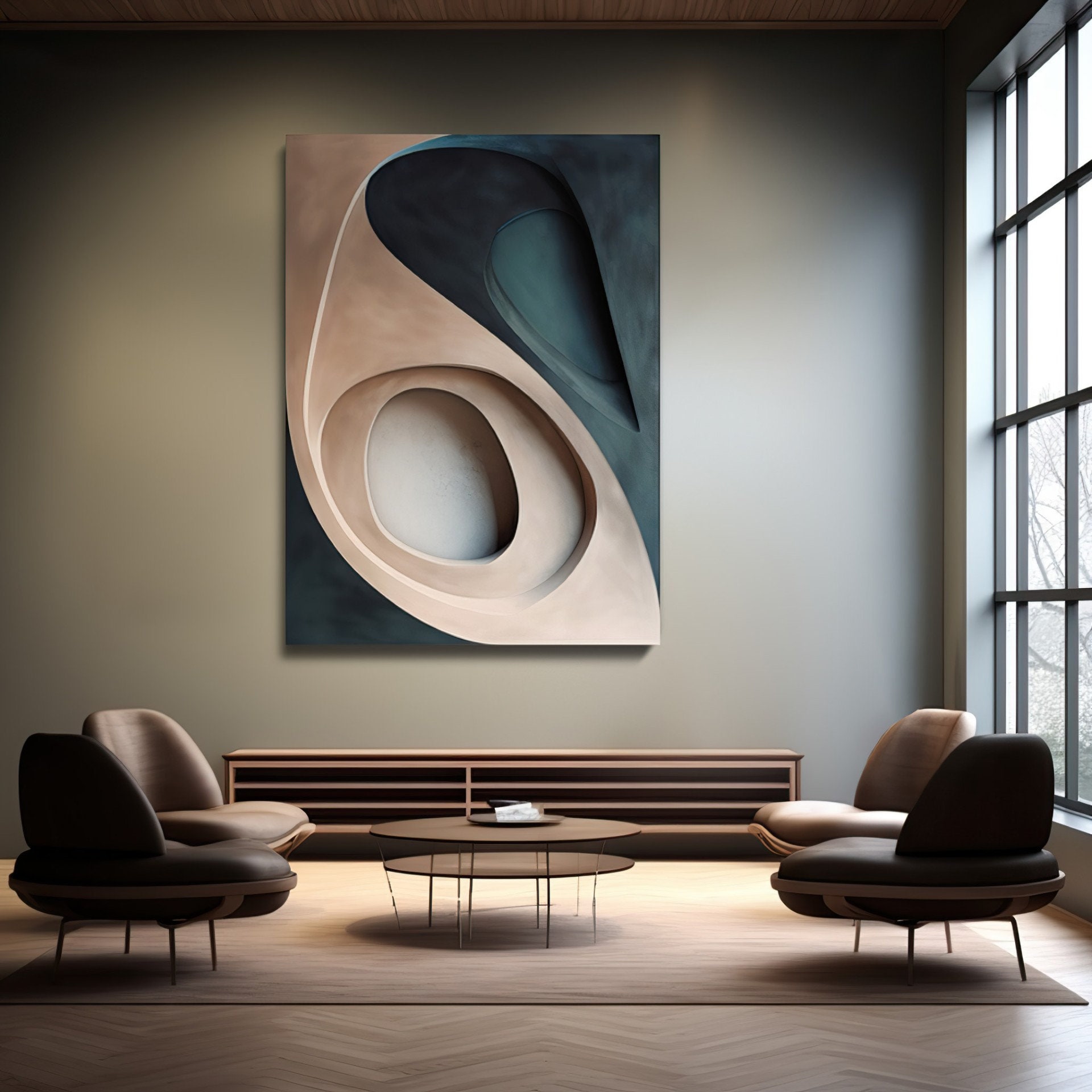 Abstract Hollow-Out 3D Wooden Wall Art – Bold Contrast Modern Wall Sculpture | Textured Geometric Wall Panel for Living Room, Bedroom