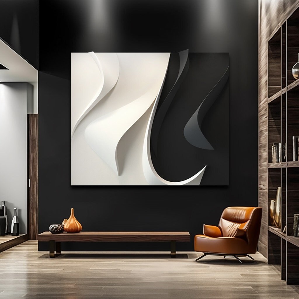 Black and white stripes, Wooden murals - 3D vision - Modern - Home decor