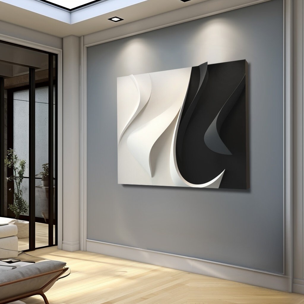 Black and white stripes, Wooden murals - 3D vision - Modern - Home decor