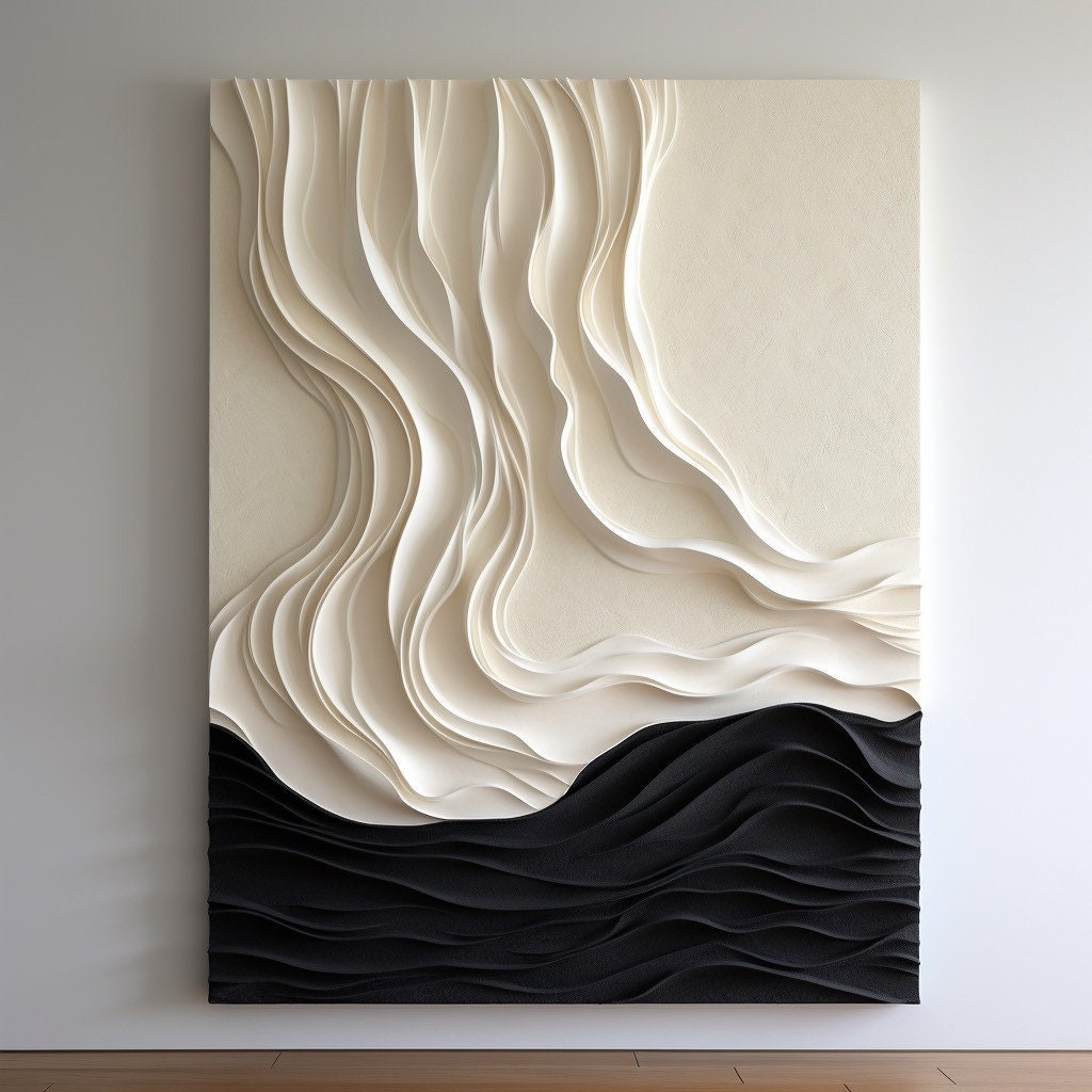 Wave Shaped Abstract Wall Art – Textured 3D Wall Sculpture | Modern Expressionist Wall Hanging for Living Room or Home Decor