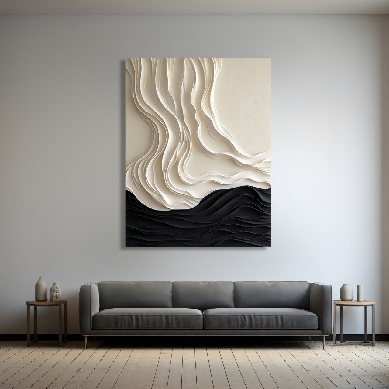 Wave Shaped Abstract Wall Art – Textured 3D Wall Sculpture | Modern Expressionist Wall Hanging for Living Room or Home Decor