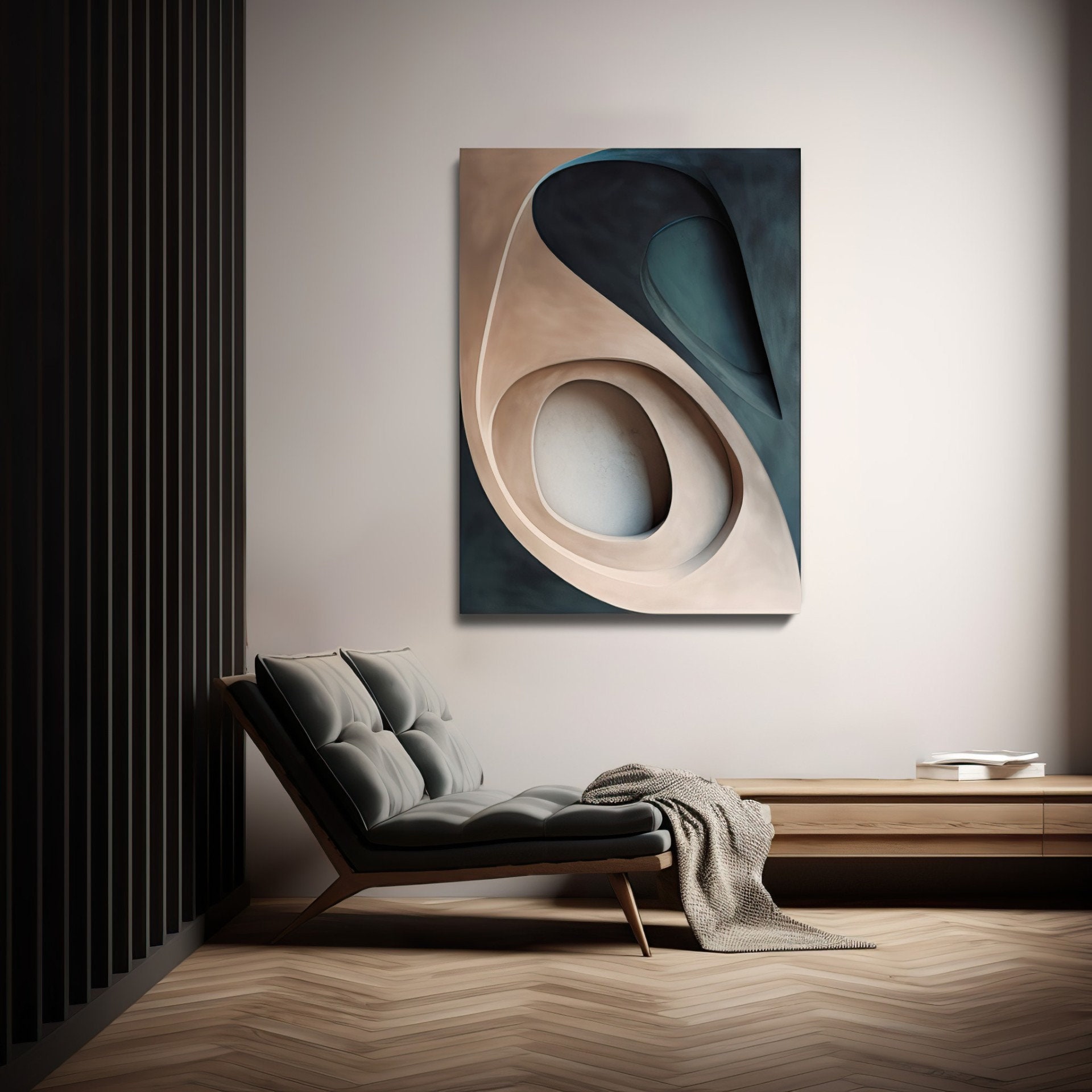 Abstract Hollow-Out 3D Wooden Wall Art – Bold Contrast Modern Wall Sculpture | Textured Geometric Wall Panel for Living Room, Bedroom