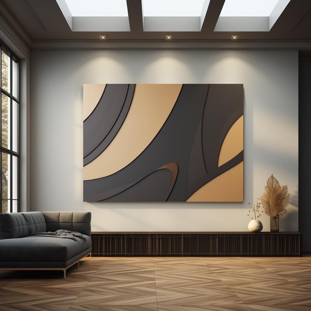 Brown and Black Minimalist Wall Decor, Handcrafted 3D Wooden Art Panel, Geometric Wall Accent, Boho Home Wall Hanging, Sculptural Room Decor