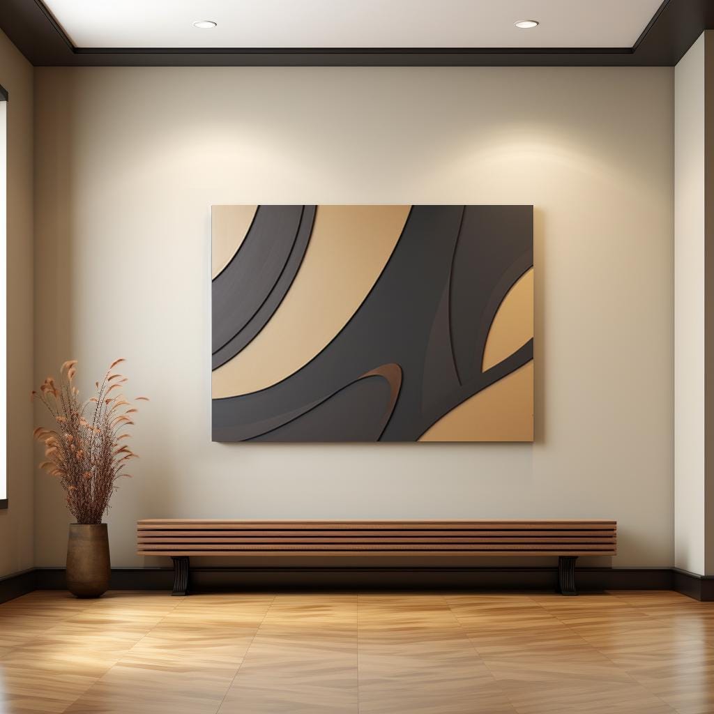 Brown and Black Minimalist Wall Decor, Handcrafted 3D Wooden Art Panel, Geometric Wall Accent, Boho Home Wall Hanging, Sculptural Room Decor