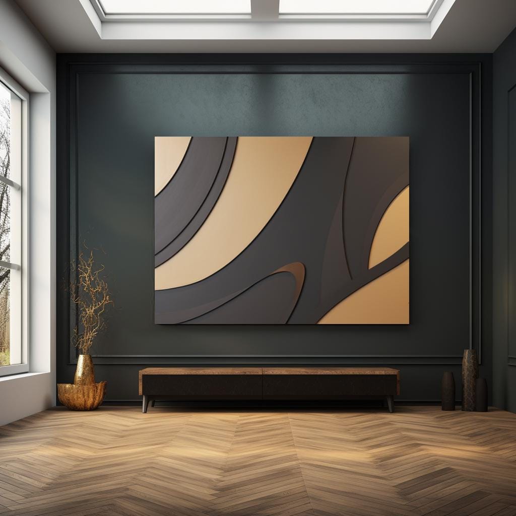 Brown and Black Minimalist Wall Decor, Handcrafted 3D Wooden Art Panel, Geometric Wall Accent, Boho Home Wall Hanging, Sculptural Room Decor