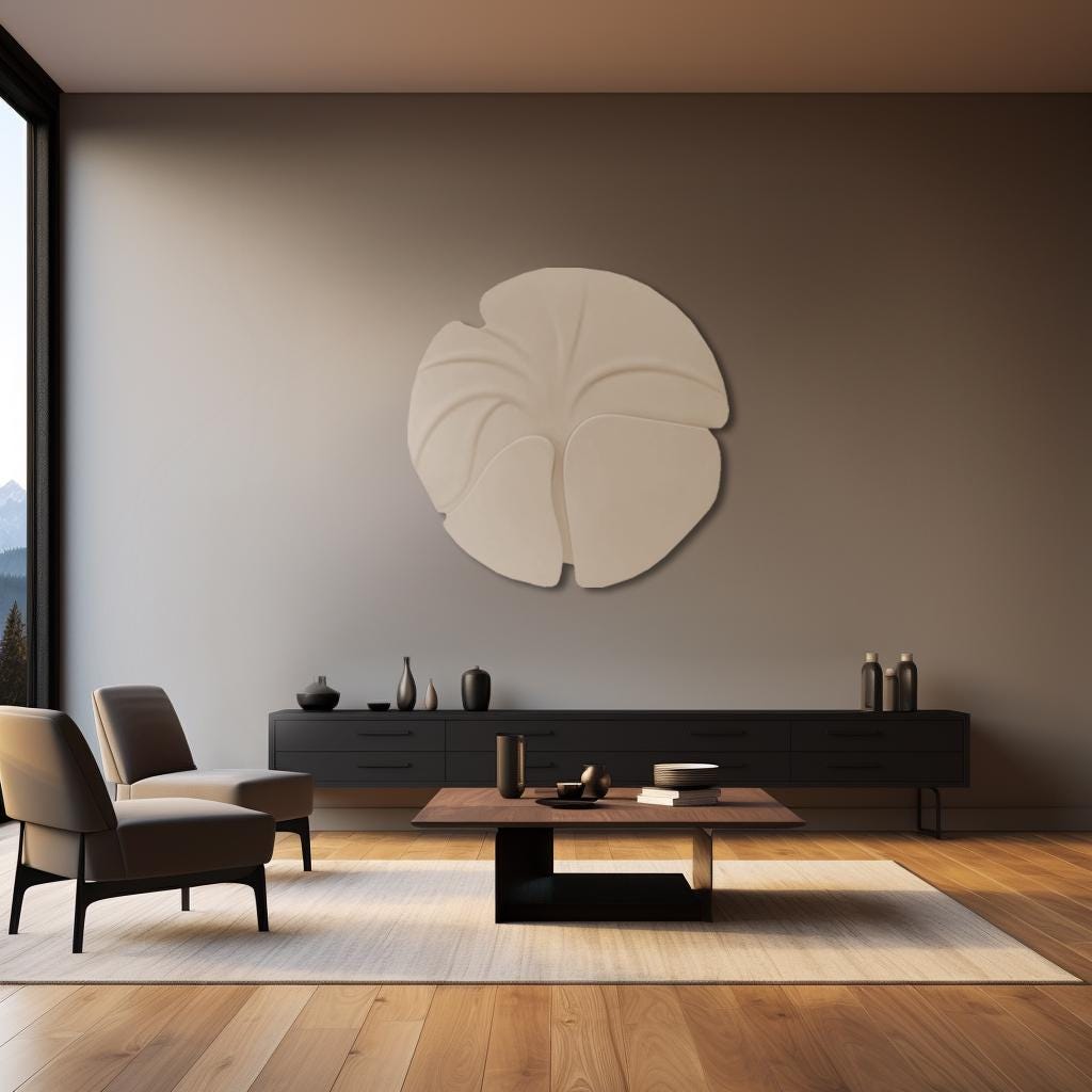 Modern Geometric Abstract Wood Wall Art – White Wavy Wooden Decor with LED Flowers – Minimalist Wall Sculpture, Housewarming Gift