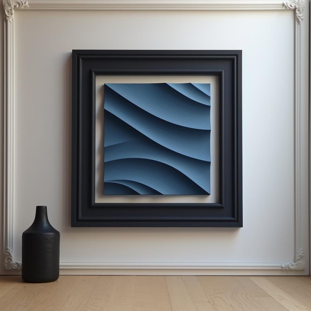 Wooden Blue And Black Abstract Wall Art,Geometric Square Wood Art,3D Colorsful Wood Texture ,Wood Wall Hanging, Housewarming Gift