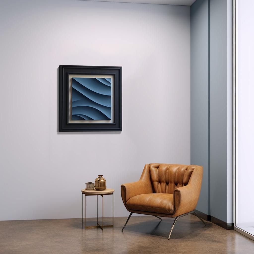 Wooden Blue And Black Abstract Wall Art,Geometric Square Wood Art,3D Colorsful Wood Texture ,Wood Wall Hanging, Housewarming Gift