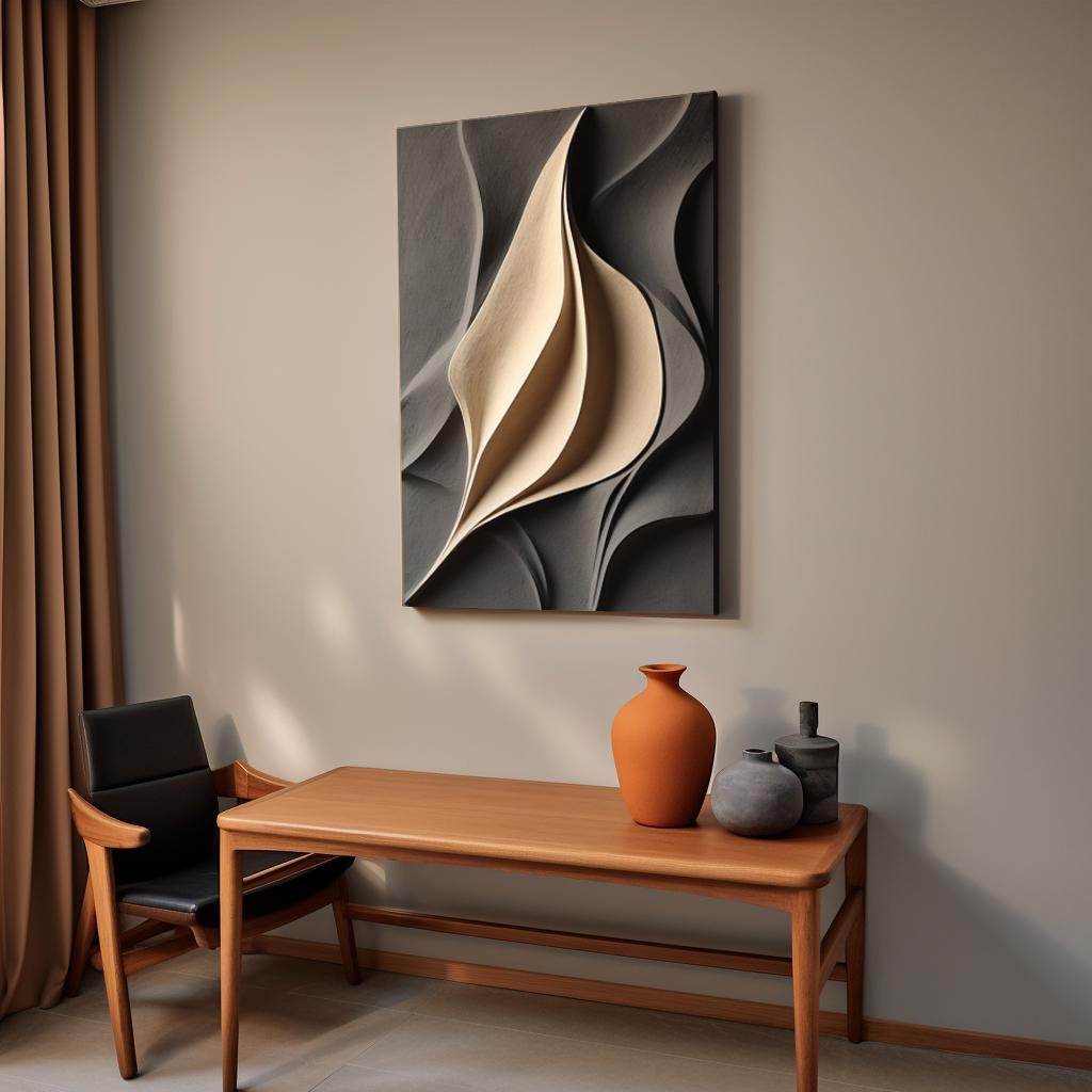 Beige and Grey Wall Art- Abstract Striped Wood Wall Hanging- Sculptured Wood Art- Minimalist Wall Sculpture