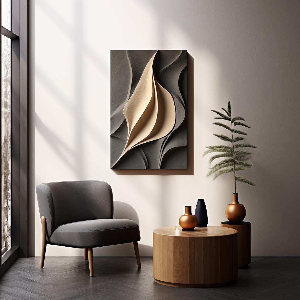 Beige and Grey Wall Art- Abstract Striped Wood Wall Hanging- Sculptured Wood Art- Minimalist Wall Sculpture