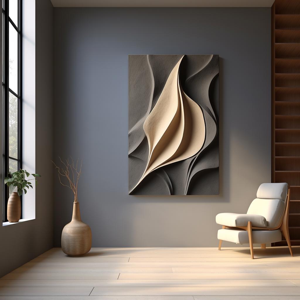 Beige and Grey Wall Art- Abstract Striped Wood Wall Hanging- Sculptured Wood Art- Minimalist Wall Sculpture