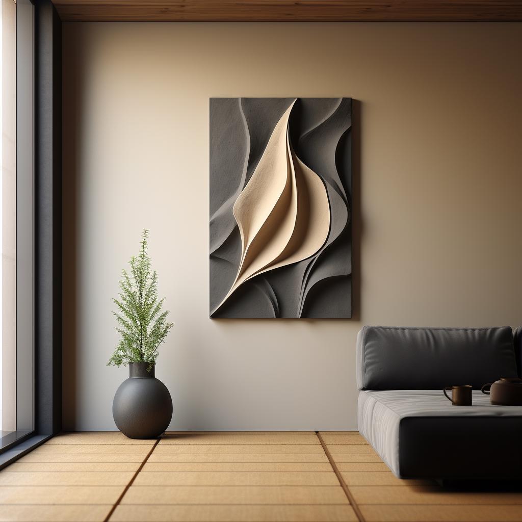 Beige and Grey Wall Art- Abstract Striped Wood Wall Hanging- Sculptured Wood Art- Minimalist Wall Sculpture